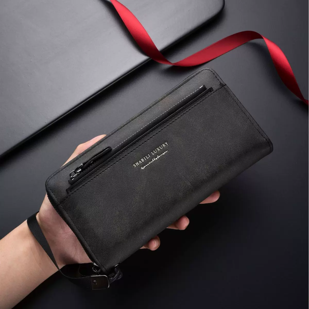 2025新款时尚男士拉链钱包 长款多卡位大容量多功能零钱包wallet