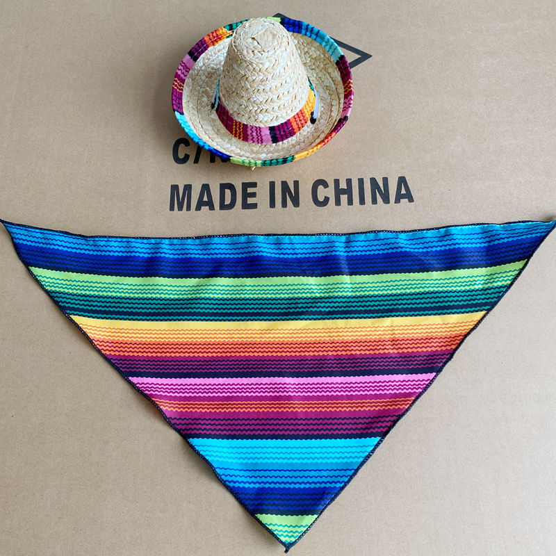 Joyería para mascotas popular mascota gato perro Sombrero estilo mexicano mascota gato perro saliva toalla
