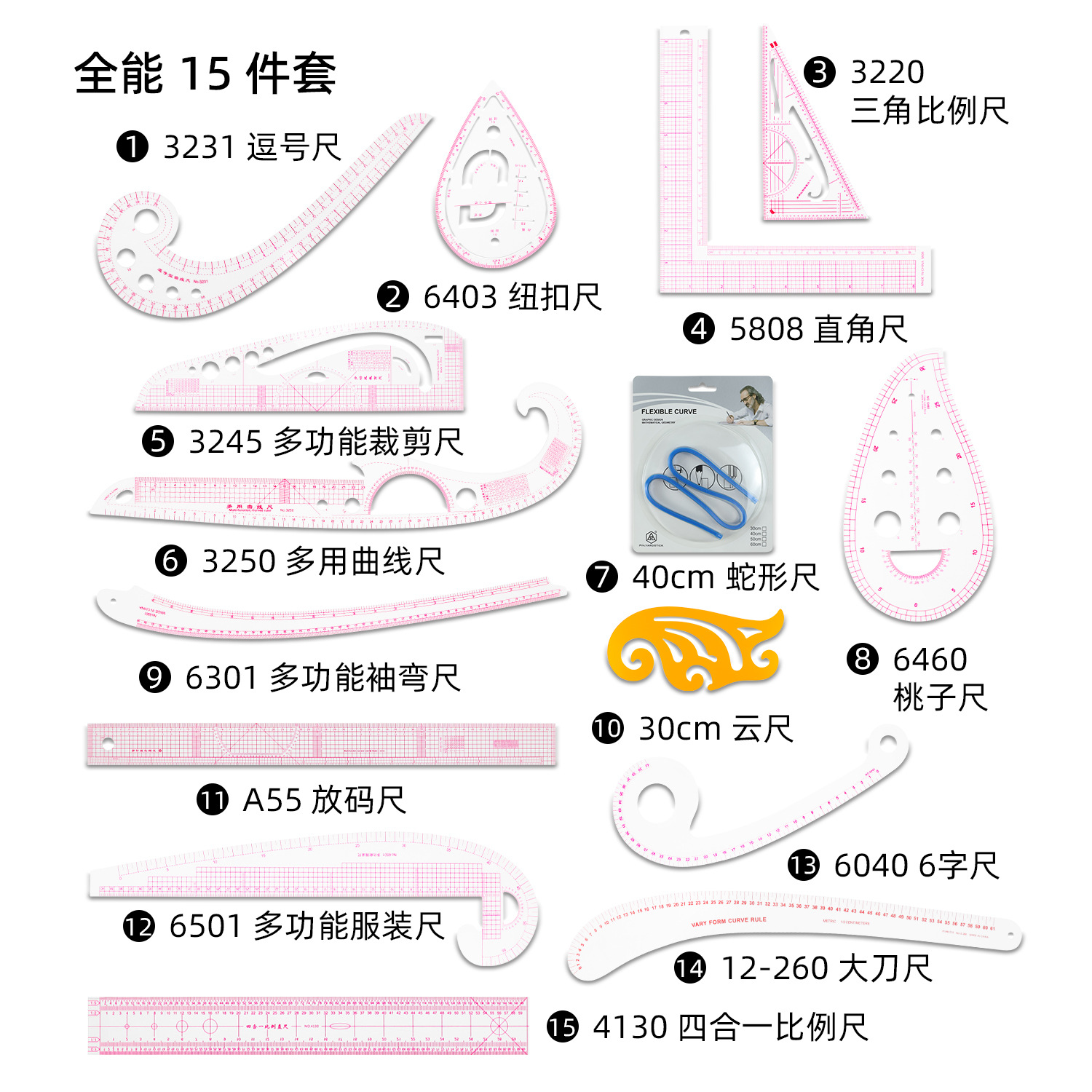 Regla de patronaje para costura, placa proporcional de impresión, herramienta multifuncional para corte curvo y confección de ropa