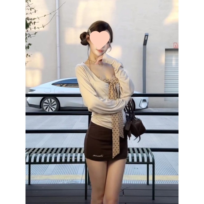 秋季法式氛围感休闲套装设计感纯欲针织长袖上衣包臀复古洋气半裙|undefined