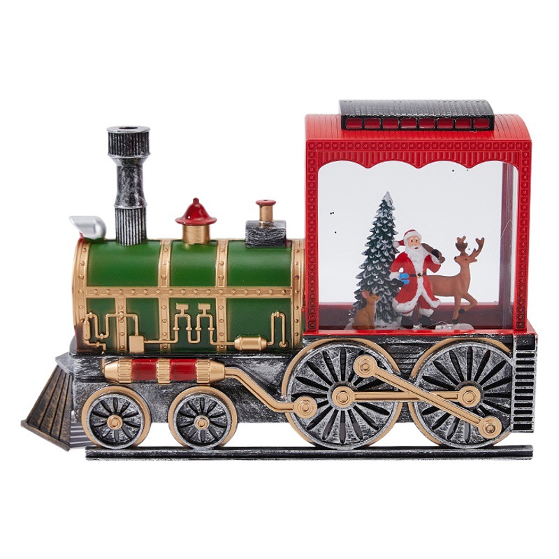 Caja de música navideña con luces, decoración luminosa de Santa Claus, árbol y nieve