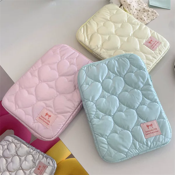 South Korea sweet ins style embroidery thread love cotton multi-color Macaron 15 inch computer bag 11 inch ipad protective cover