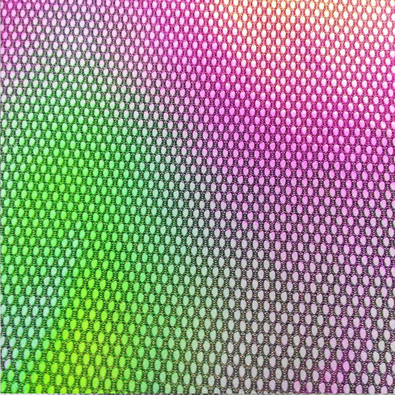 高亮反光马甲背心用布料六角网眼反光复合布七彩背包手袋网布面料