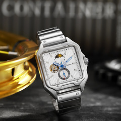 方形全自動機械錶品牌陀飛輪防水鏤空潮男2022十大流行手錶