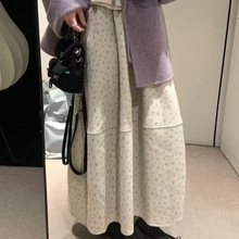 882冬款厚实毛呢小碎花半身裙