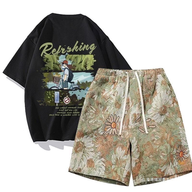 Trendy Brand Summer Couple Outfits New Short-Sleeve Men's and Women's Shorts Set Casual Sporty Stylish Matching Set Clothes Trendy Brand Summer Couple Outfits New Short-Sleeve Men's and Women's Shorts Set Casual Sporty Stylish Matching Set Clothes