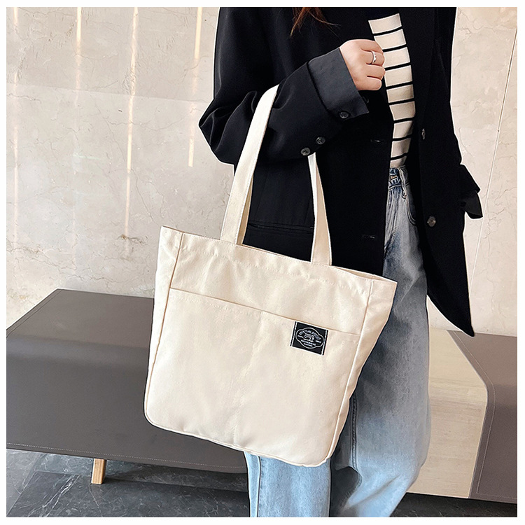 Title 5, Borsa a mano in tela stile preppy da donna, tin...