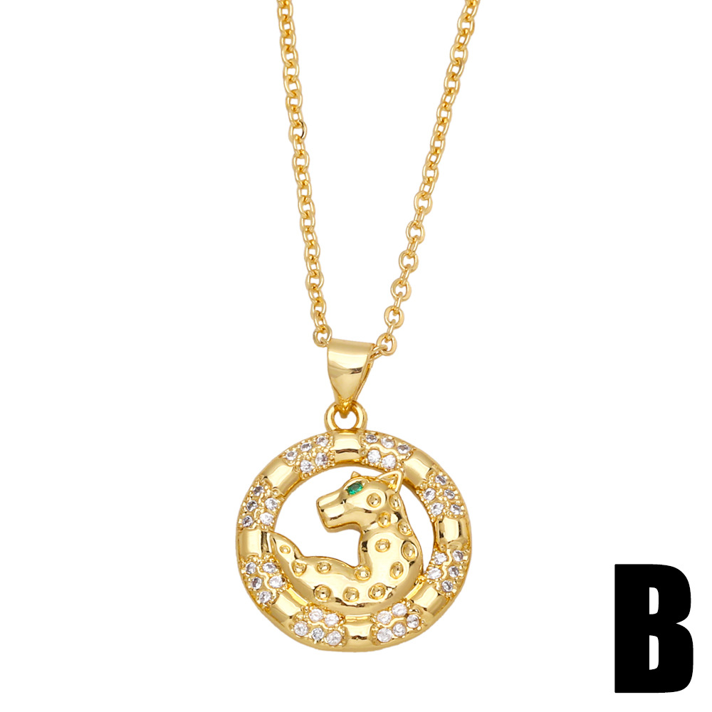 retro cross heart shape leopard pendant copper necklace simple choker