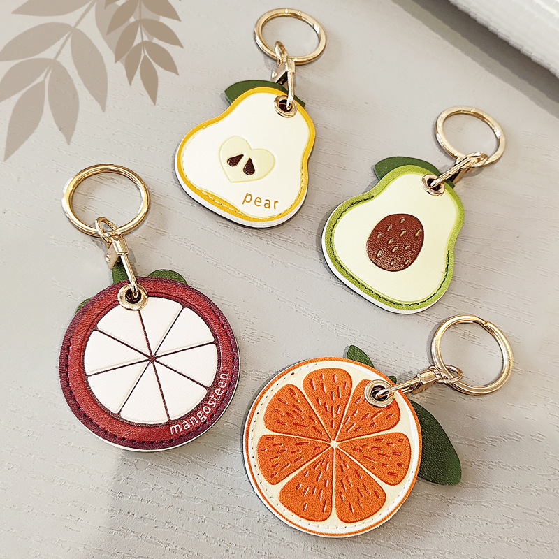 Leather Fruit Series Pu Leather Access Card Holder Airtag Protective Cover Creative Keychain Cute Bag Hanging Exquisite Leather Fruit Series Pu Leather Access Card Holder Airtag Protective Cover Creative Keychain Cute Bag Hanging Exquisite