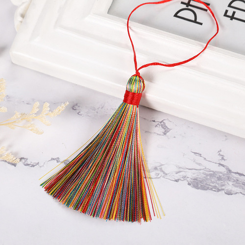 8cm vertical ancient style fat tassel, polyester ice silk tassel bookmark, Hanfu high hat jewelry pendant tassel