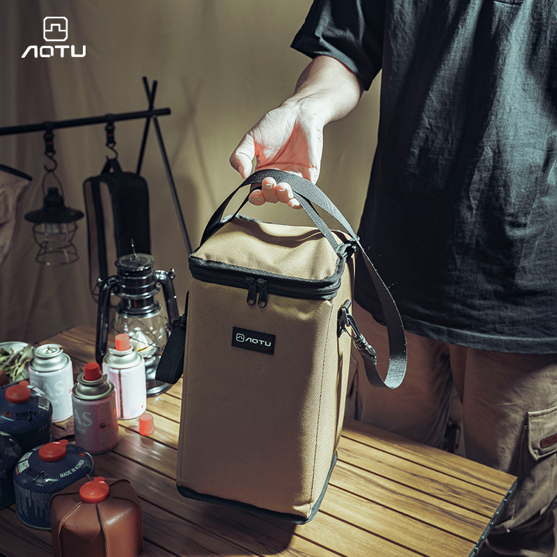 屋外キャンプ場ランプ収納バッグ野外携帯用厚手衝突防止カード式炉ガスタンク収納バッグ高温防止10l