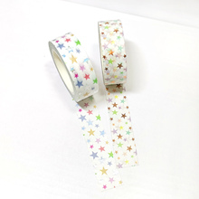 鸭*⑥金银红纯色烫金和纸 海浪石纹彩虹星星月亮手账装饰和纸胶带