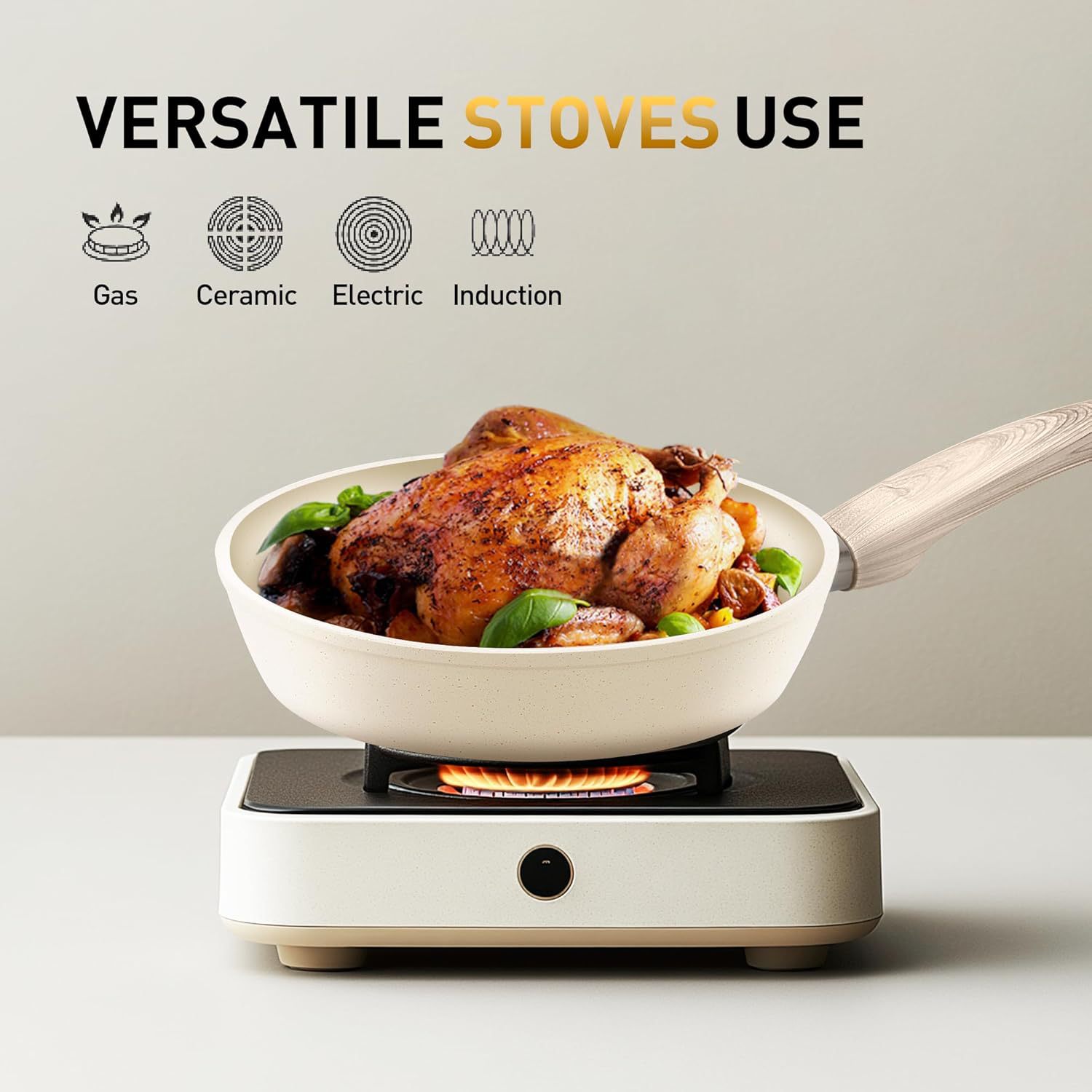 Cross-border clásica piedra de arroz antiadherente cocina de aluminio forjado cocina antiadherente cocina con cocina de fondo al por mayor