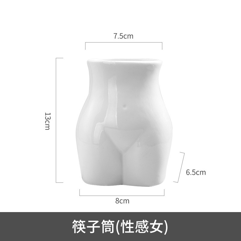 Venta directa de fábrica Soporte de tubo de palillos simple Tubo de cerámica de lujo ligero Adornos cuadrados Cara humana creativa nórdica Tubo de almacenamiento abstracto image 18
