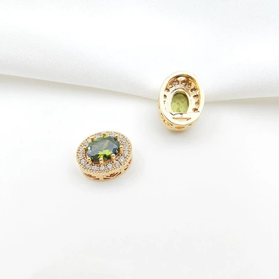Zərgərlik ara hissələri – Handmade Double-Row Pearl Bracelet Beading - style-11-olive-green-zirconium-11135mm-gold