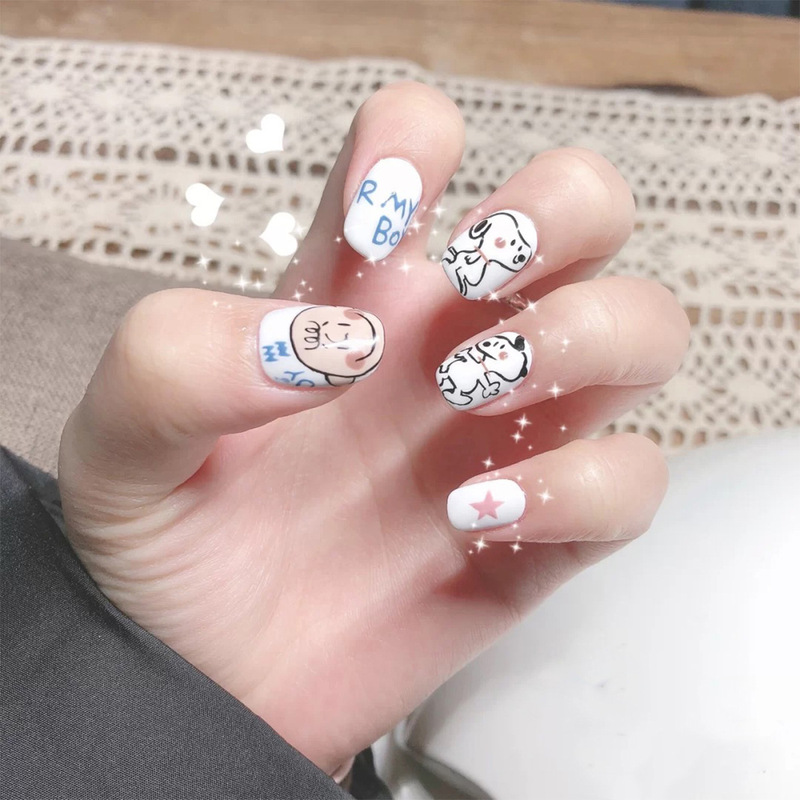 Baby Face Snoopy Cartoon Series Wearing Armor Finished Fake Nail Nail Patch Nail Patch Removable Nail Patch Baby Face Snoopy Cartoon Series Wearing Armor Finished Fake Nail Nail Patch Nail Patch Removable Nail Patch