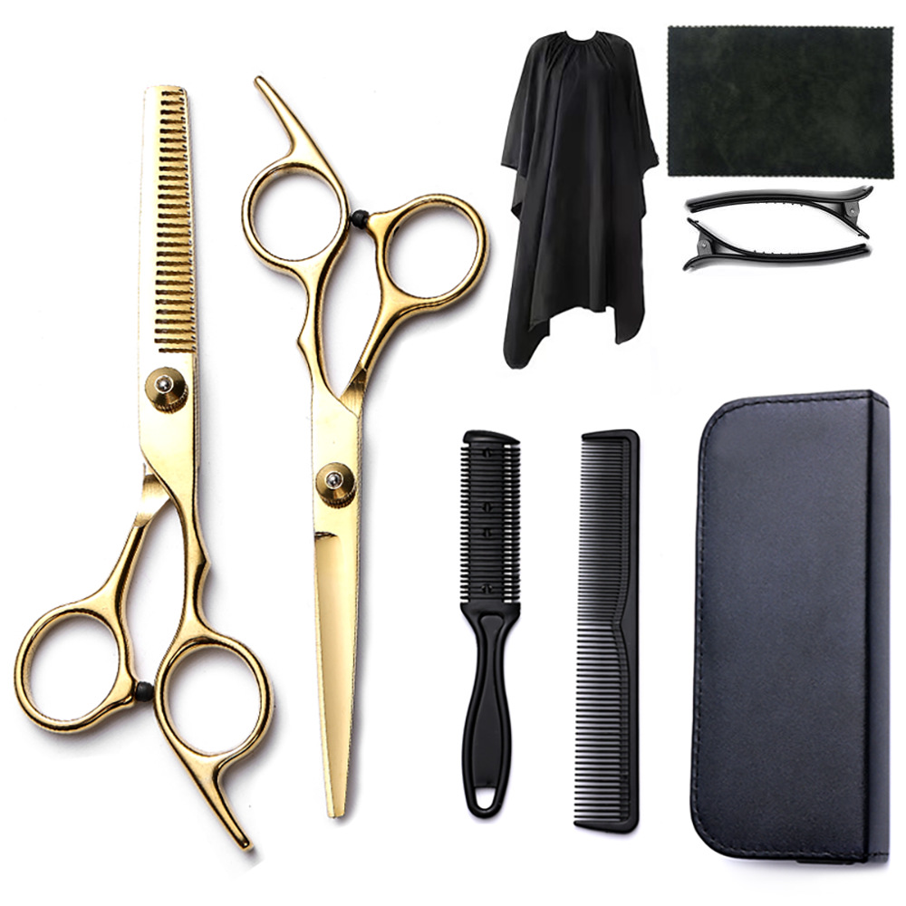 Corte de pelo tijeras transfronterizas amazonas color tijeras de dientes planas cortadas delgadas frange tijeras divisorias fábrica de tijeras al por mayor set de tijeras de peluquería