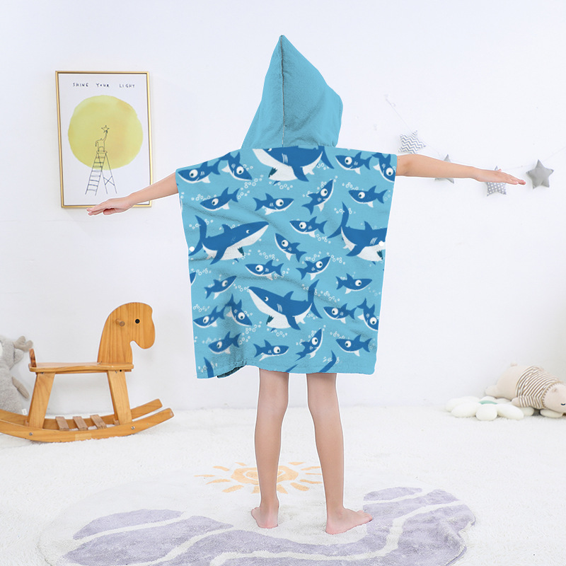 Toallas de baño para niños capa de bata de baño con capucha con estampado de dibujos animados digital capa de toalla de baño de secado rápido y absorbente