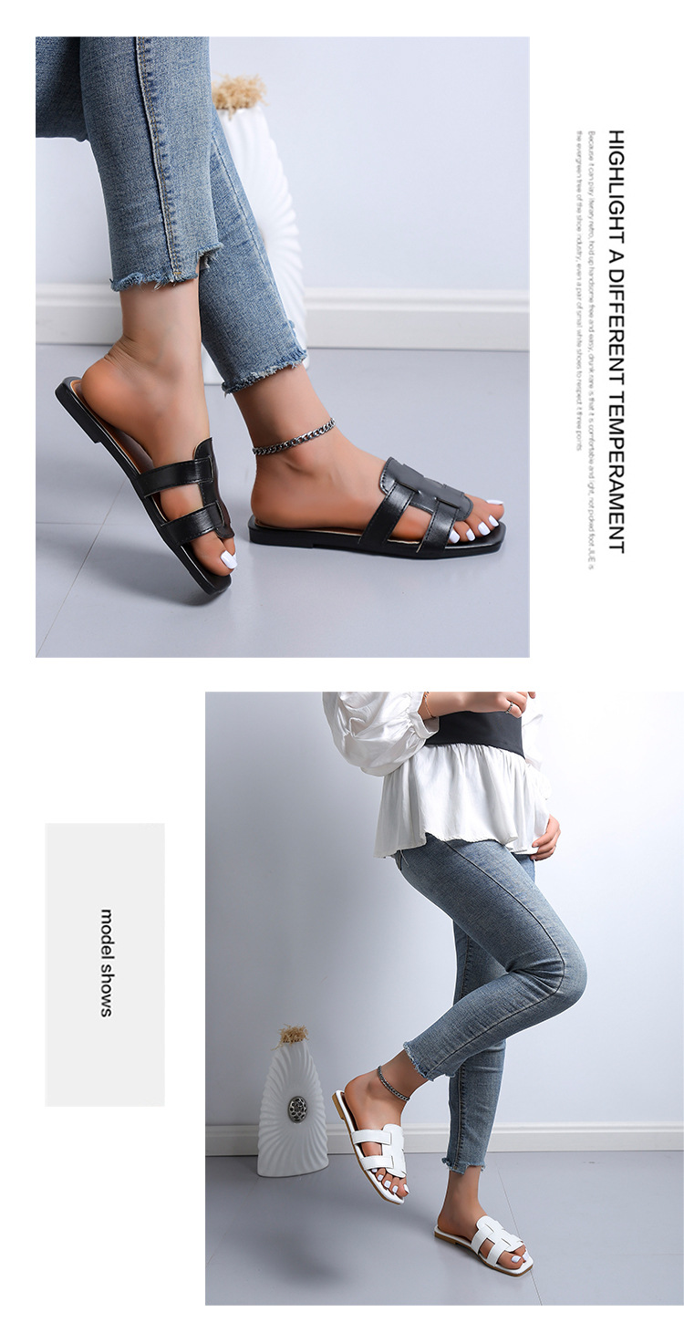 Verão novos chinelos femininos outerwear elegante plana férias sapatos de praia uma linha sandálias comércio exterior tamanho grande_voghion.com
