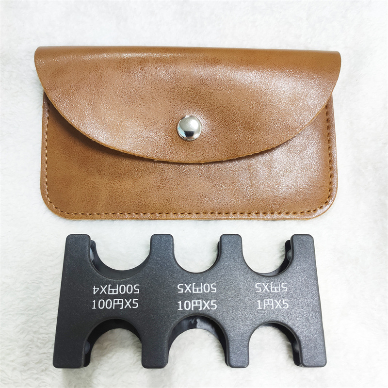 Brown case, coins