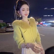 慵懒小衫连帽高档开衫网红2025爆款秋冬短款洋气毛衣外套上衣外穿