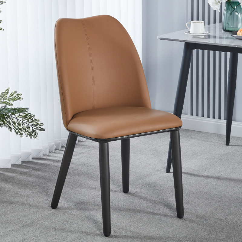 Silla de comedor de estilo italiano para uso doméstico, silla sencilla con respaldo de cuero, estilo nórdico para reuniones, mesa y silla de restaurante de hotel con respaldo alto.