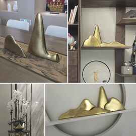 代简约轻奢家居样板房客厅陶瓷金山摆件软装饰品仿金属假山艺术