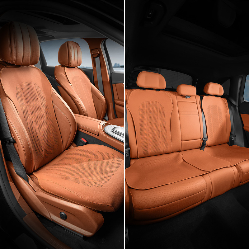 新しいナッパレザーのカーシートクッション、オールシーズン対応の薄型通気性のある穴あき車のインテリアシートカバー、夏用シートクッション|undefined