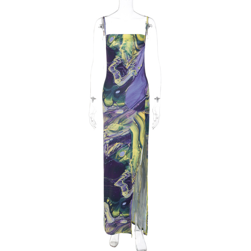 Women's Strap Dress Sexy Boat Neck Sleeveless Printing Maxi Long Dress Casual display picture 13