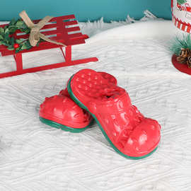 圣诞款狗狗自嗨玩具耐咬橡胶拖鞋形状玩具磨牙洁齿漏食宠物玩具