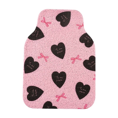 Avtomobil döşəmə paspasları — Care for - black-heart-pink-silk-circle-5050cm-single-rear-row