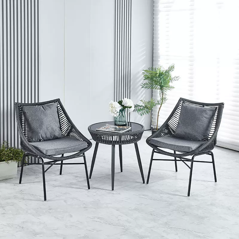 厂家批发庭院花园休闲防晒藤椅三件套户外桌椅网红阳台藤椅三件套