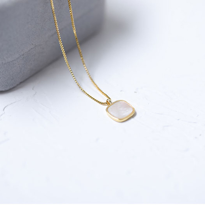 retro square shell pendant copper necklace wholesale nihaojewelrypicture6