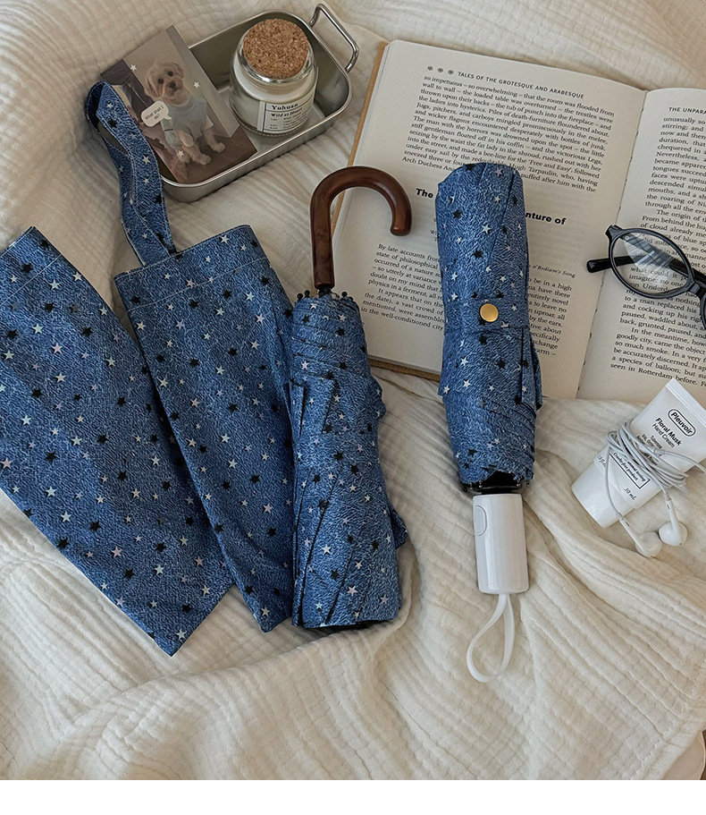 Automatic Folding Cowboy Star Umbrella Uv Protection Sunshade_voghion.com