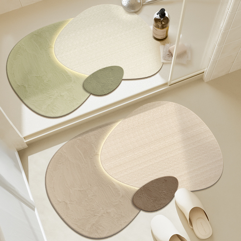 Bathroom Floor Mat Simple Household Non-slip Foot Mat Absorbent Quick-drying Dirty-resistant Easy-care Diatom Mud Floor Mat for Hair