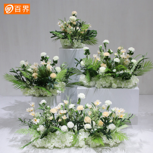Blue Floral Runway Stage Path Flower Guide for Baitian New Arrival Wedding Decorations, Artificial Flower Wedding Finishing Touches