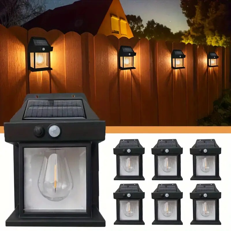 Outdoor Solar Wall Lamp Outdoor Waterproof Tungsten Lamp Induction Garden Lamp Garden Villa Night Light Lighting