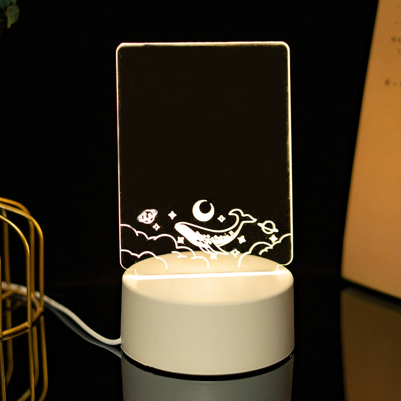 3D acrylic erasable night light, 4 W, USB, customizable acrylic panel and logo-capable base