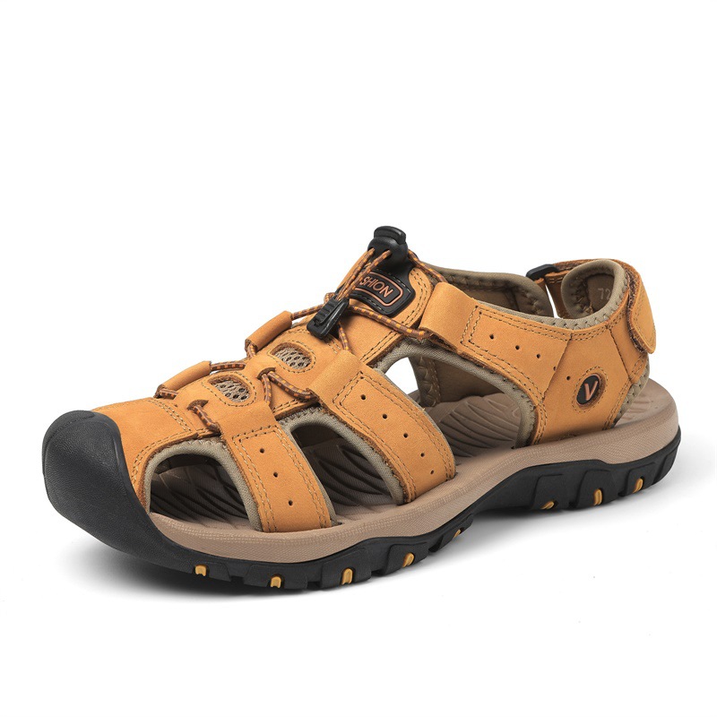 Nuevas sandalias transfronterizas de moda para hombres zapatillas de cuero al aire libre zapatos deportivos casuales transpirables zapatos de playa al por mayor