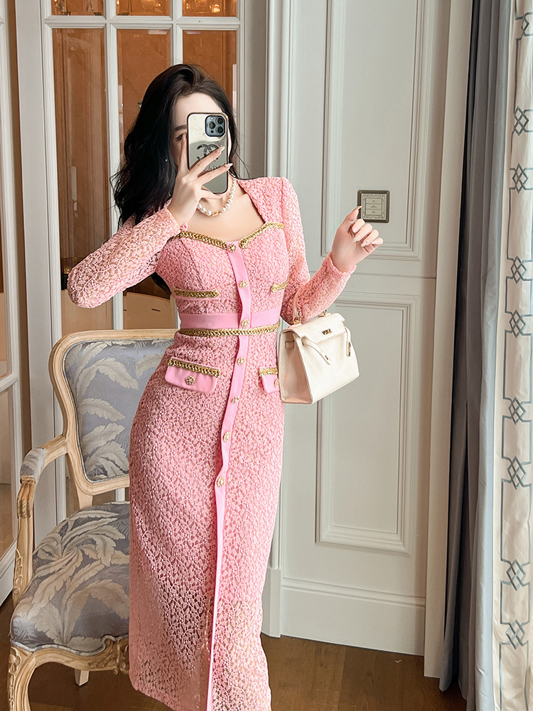 Đầm ren ôm body nữ cổ vuông phong cách Chanel — Hoa Anh Đào