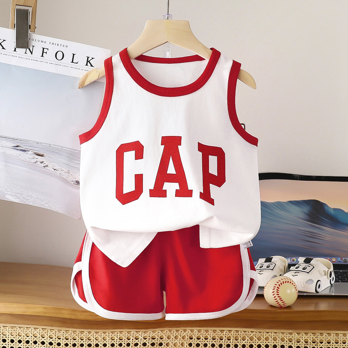 Traje de chaleco para niños, verano de algodón puro, nuevo estilo, ropa sin mangas para bebés, pantalones cortos para niños, ropa coreana para niños