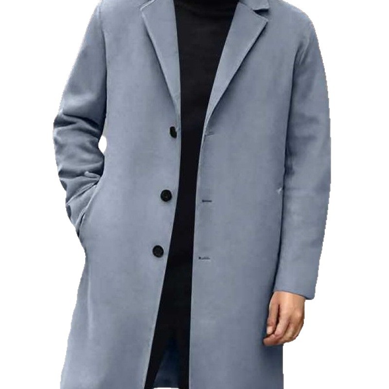 Men's Clothing Men's Casual Long Trench Coat Wool Overcoat Single Breasted Suit Collar For Formal & Casual_voghion.com