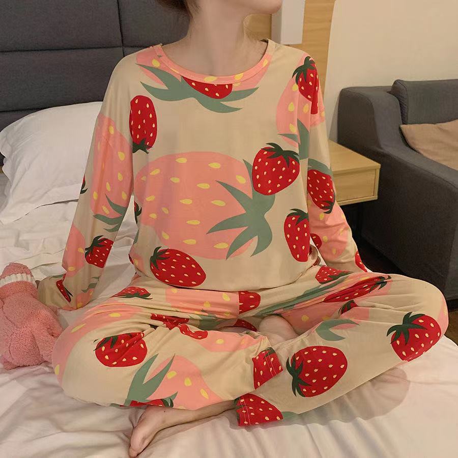 Pijamas de manga larga de las mujeres de Primavera/otoño/invierno más el tamaño de los pijamas de las mujeres de verano estilo coreano ropa de abrigo de las mujeres