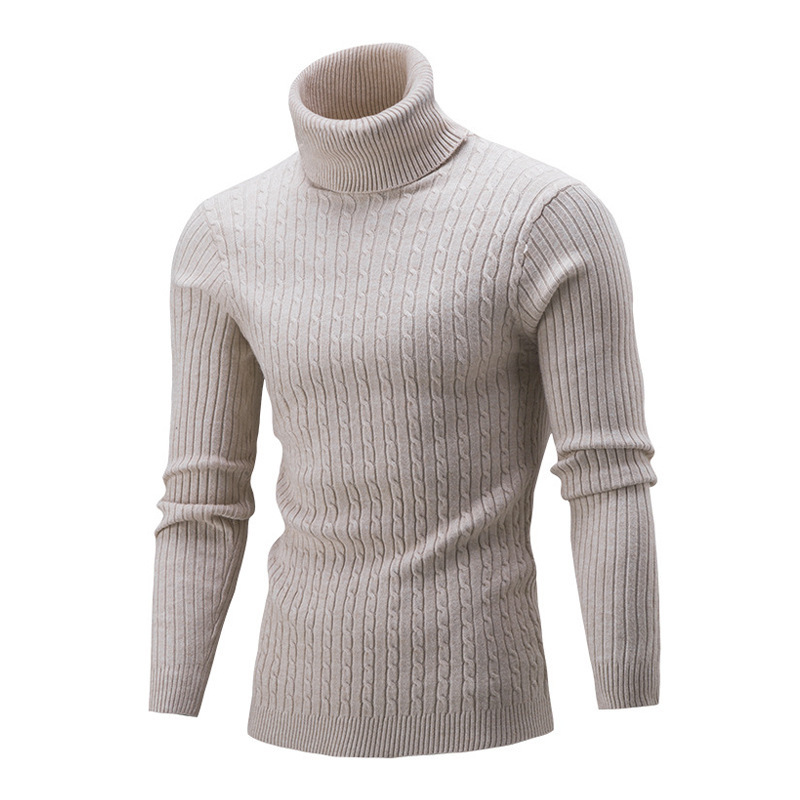 2022 invierno Comercio exterior turtleneck Twist manga larga casual de los hombres de cuello alto de punto de los hombres camisa de fondo de Europa y América Amazon