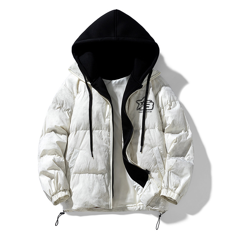 2025 ropa de invierno para hombres vacaciones casuales de dos piezas chaqueta con capuzas marca de moda adolescente engrosado estilo de Hong Kong ropa de hombre image 7
