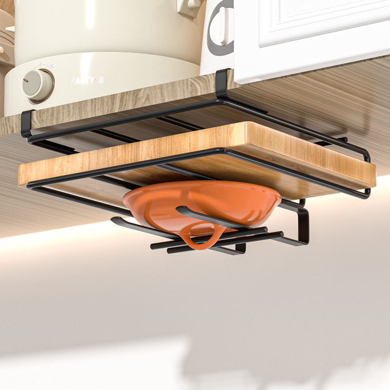 Rack de almacenamiento de gabinete de cocina de acero inoxidable cubierta de la olla de la cocina tabla de cortar estante de partición del Gabinete rack de almacenamiento multifuncional con gancho