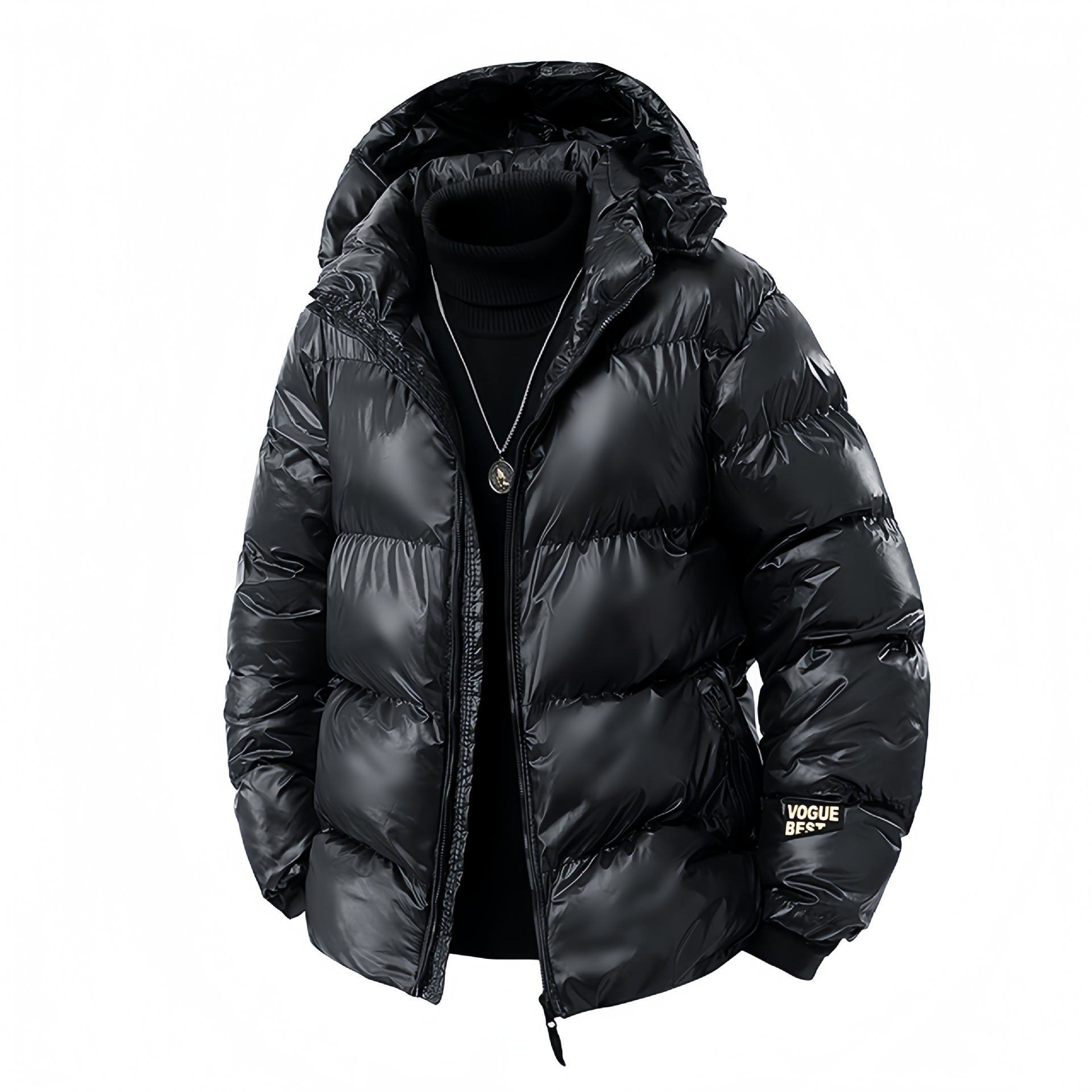 跨境情侣加厚抗寒黑金棉衣超厚羽绒棉棉服男外套连帽黑金夹克外套