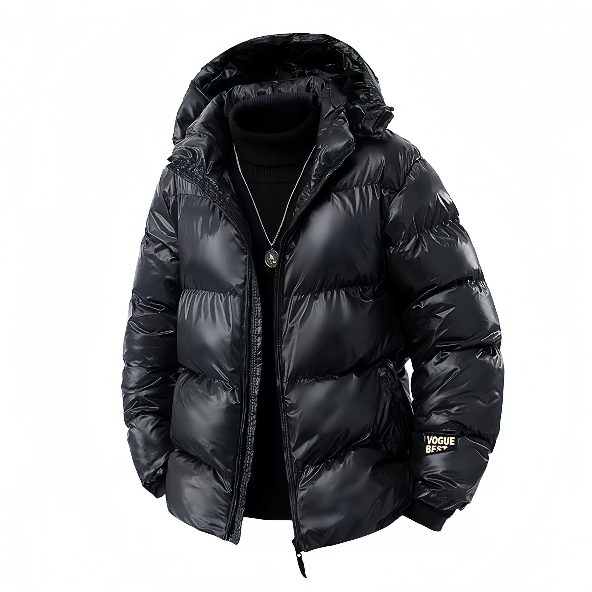 跨境情侣加厚抗寒黑金棉衣超厚羽绒棉棉服男外套连帽黑金夹克外套