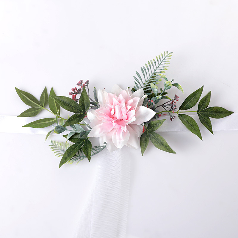 Baoxin productos de la boda Nordic Mori eucalipto hoja silla trasera Flor de la boda banquete Silla de nuevo Flor Amazon Venta caliente flor artificial