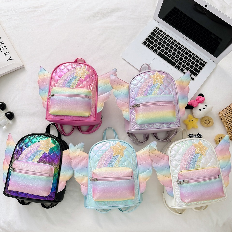 New Fashionable Little Girl Backpack, Cute Little Wings, Lightweight and Versatile School Bag, Outing Snack Bag, Cross-Border Batch